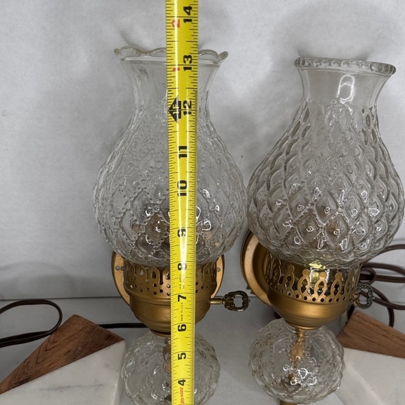 Vintage Crystal and Brass Tulip Hurricane Pair of Wall Sconce Lamps - Picture 6 of 12